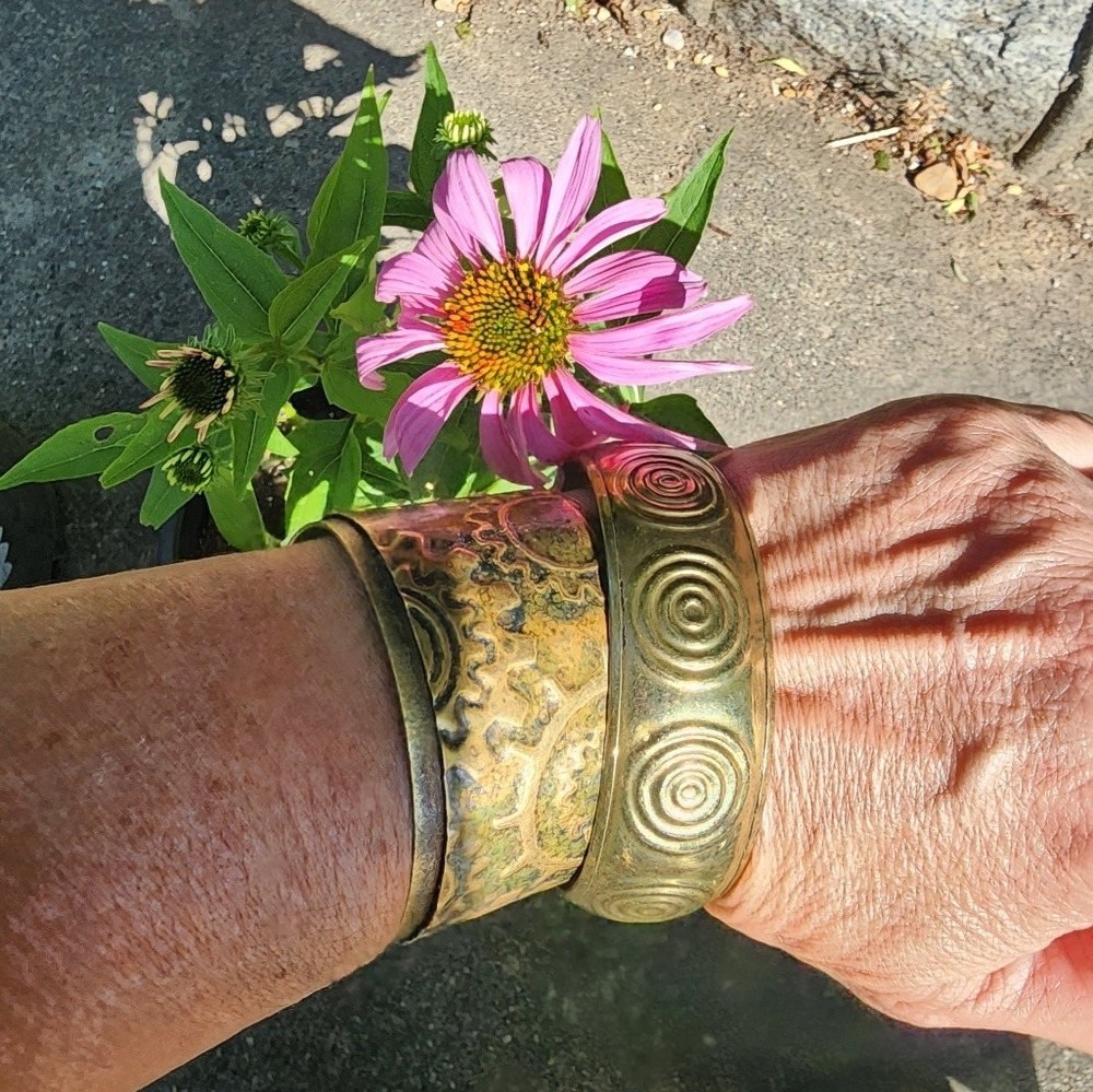 Vintage Brass India Boho bracelet pair